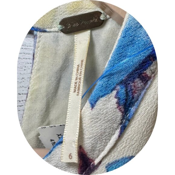 Free People Tegan Blue Floral Long Sleeve Mini Dress - Picture 4 of 4